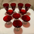 10Pc Vintage Anchor Hocking Berwick Boopie Ruby Red Glasses 6 Sherbets 4 Goblets
