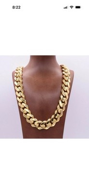 20mm Mens Miami Cuban  Link Chain Necklace Box Clasp Real 10K Yellow Gold 26 inc