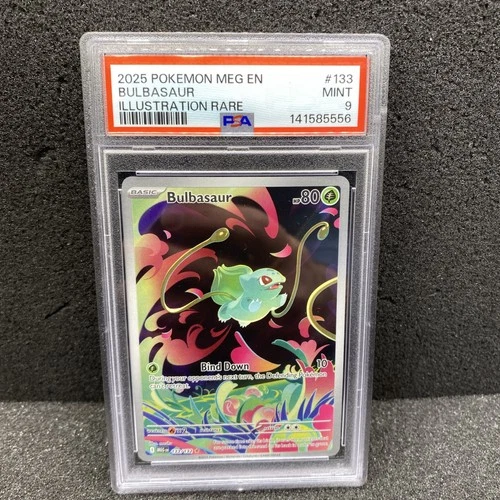 PSA 9 Mint Bulbasaur 2025 Enhanced Bstr. Box Topper Mega Evolution IR 133/132