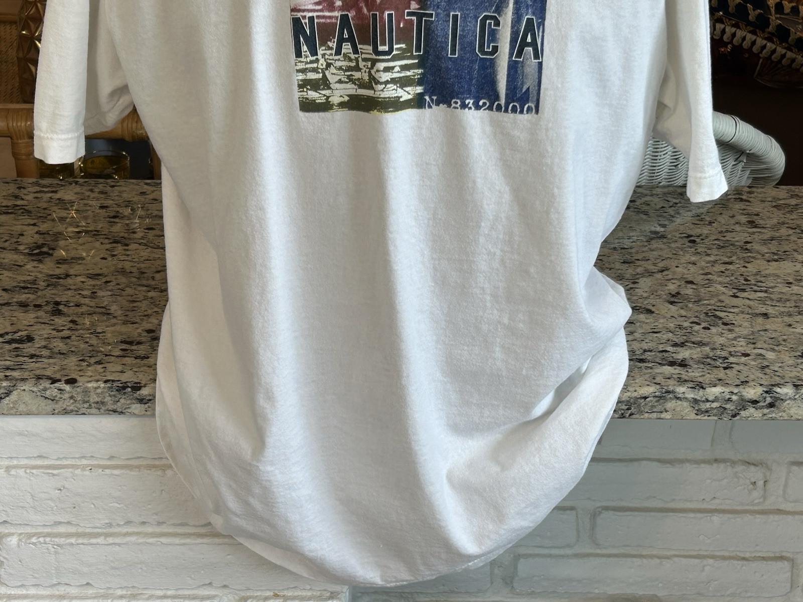 FILA T shirt bianca vintage anni 90 Nautica canottaggio barca uomo adulto L large USA blu