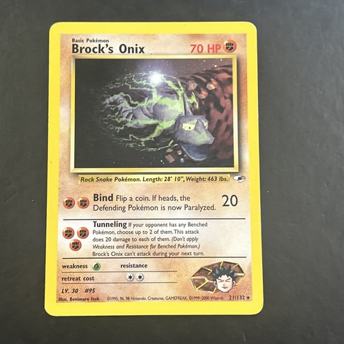 Pokemon TCG Brock's Onix 21/132 Gym Heroes Regular Vintage B