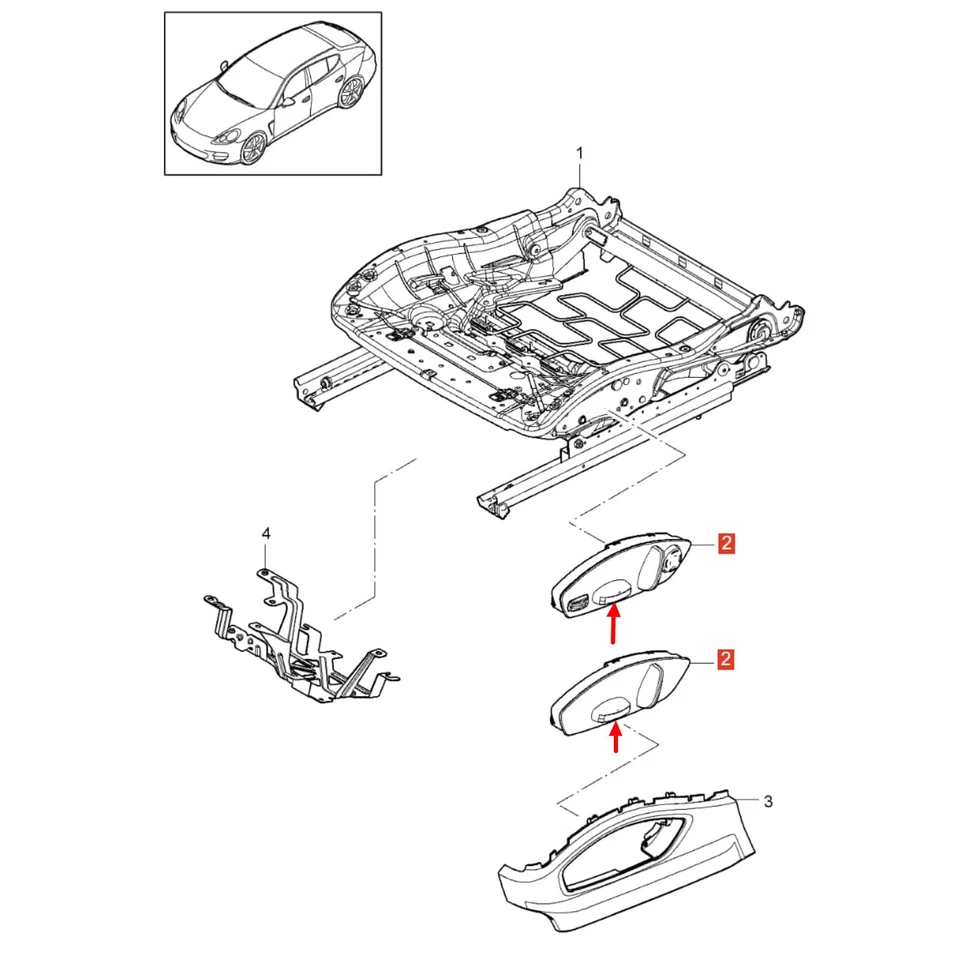 New Front Seat Adjustment Switch Button w/Clip for Porsche Boxster (981) 2013-16 - Image 3 of 4