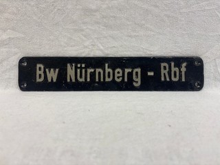 Lokschild Bw Nürnberg Rbf Nachgussschild Eisenguss 33 x 6 cm 860 Gramm