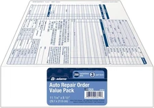 Adams Garage Repair Order Forms, 8.5 x 11 Inch, 3 Parts, 1-pack, White/Canary 