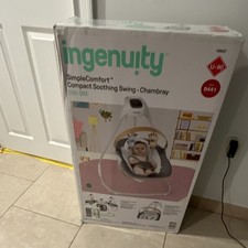 Ingenuity SimpleComfort Compact Soothing Swing Chambray Gray Infant Swing