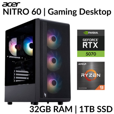 Acer Nitro 60 Gaming Desktop NVIDIA GeForce RTX 5070 32GB RAM 1TB SSD Ryzen 9 Refurbished