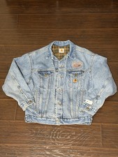 Vintage Carhartt Denim Trucker Jacket M Blanket Lined USA made J11 DST Blue