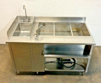 Sink Mount Rethermalizer Unit Hatco FR2-6B Hydro-Heater 3 Well Stainless Steel Food Cabinet Sink ...