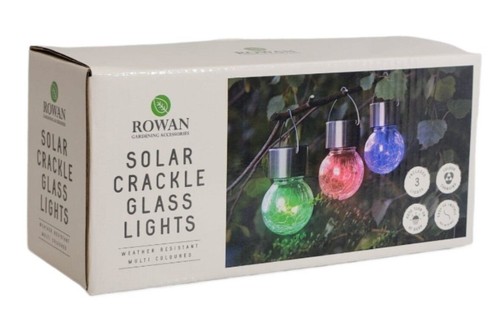 Rowan Solar Crackle Glass Lights Set Weather Resistant Bright White & MultiColor - Picture 9 of 23