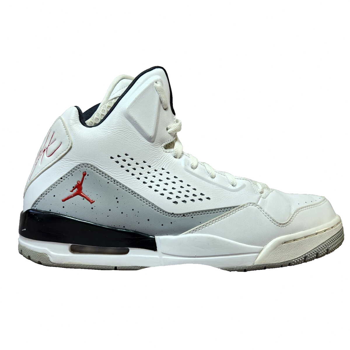 JORDAN SC-3 White Cement Leather Sz 12 White/Gym Red-Wolf Grey