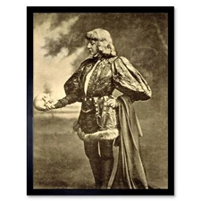 Vintage Portrait Sarah Bernhardt Hamlet Skull Shakespeare 12X16 Framed Art Print