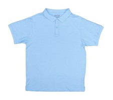 Nautica Young Men L-38/39 Solid School Uniform 2-Button Polo Shirt NWT Lt Blue