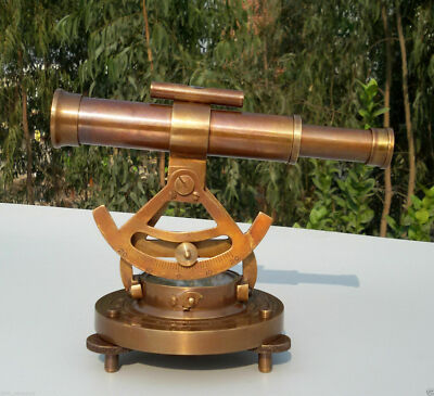 Antique Vintage Theodolite Brass Alidade Solid Telescope Compass Instrument Gift