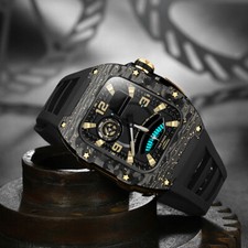 For Apple Watch Series 9 8 7 45mm 6 5 44mm Carbon Fiber Case Rubber Band Mod Kit