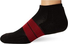 Thorlos Men's 84 N Max Cushion Running Low Cut Socks Large, Black/Red