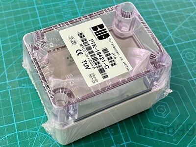 BUD 4.3 x 3.2 x 3.4in Fiberglass Enclosure, Clear Box, Knockouts, NEMA 4X/6 IP67