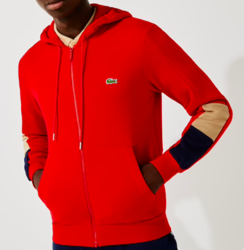 Lacoste Mens Hooded Colorblock Fleece Zip Up Sweatshirt - [SH6885 
