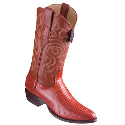 LOS ALTOS MEN COGNAC TEJU LIZARD ROUND TOE WESTERN COWBOY BOOT 650703 D WIDTH