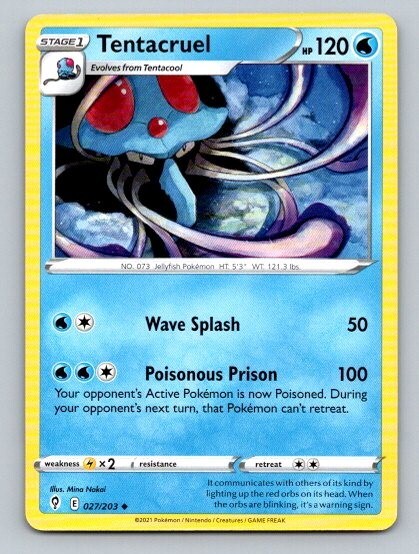 2021 Pokemon Card Evolving Skies Tentacruel 27/203