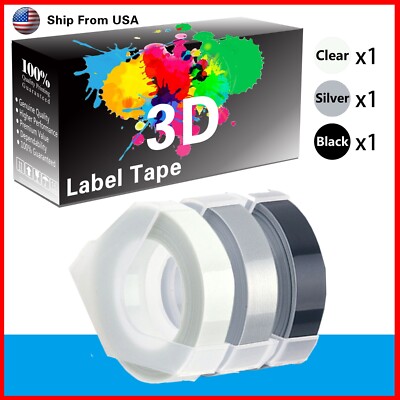 (1Clear+1Silver+1Black) LabelTape 3D For Dymo Organizer Xpress (12965)