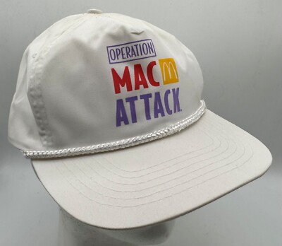 Vintage McDonalds Operation Mac Attack Employee Cap Hat Adjustable Snapback