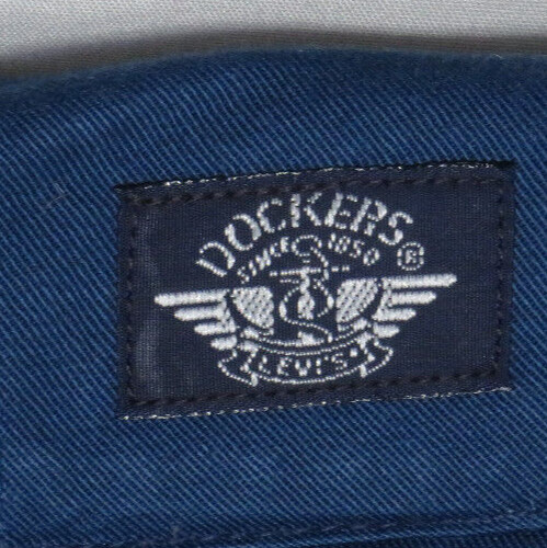 LEVIS DOCKERS MENS PANTS 36X32 BLUE RELAXED PLEATED CHINO KHAKI VTG 1992