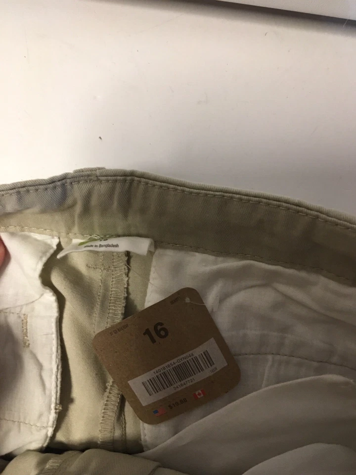 Pantalones de uniforme de vestir caqui Crazy 8 para niños ¡NUEVOS CON ETIQUETAS! Frente plano, cintura ajustable 16 D19 Foto 4 de 4