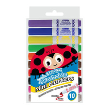 BAZIC Washable Mini Markers, 10 Count, Assort...