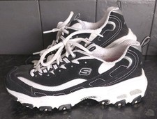 Skechers  D'Lites Black White Lace Up Platform Trainers UK Size 4 FREE UK POST