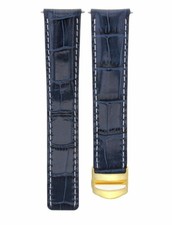 20MM LEATHER BAND STRAP FOR CARTIER TANK FRANCAISE DEPLOYMENT CLASP BLUE WS GOLD