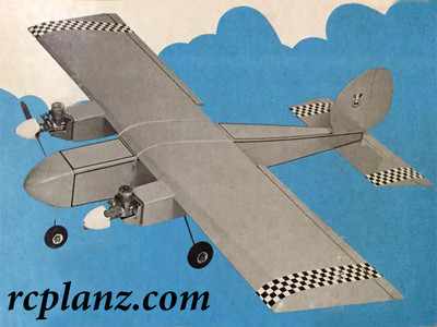 R/C AIRPLANE PLANS & PATTERNS: Twin Stik 54'' Wingspan - RC Sport Twin