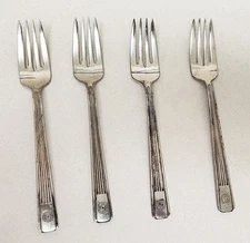 Vtg Silver Plated Flatware Nickel Silver Forks 4ps Set Jewelry Making '70s Japan