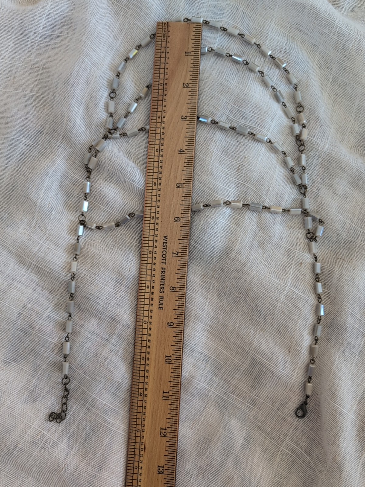 Vintage  4 Strand Rectangular Iridescent Bead Lay… - image 8