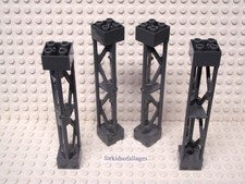 4x Lego 58827 Support 2x2x10 Girder Triangular w/Axlehole Type 3 Dk Bluish Gray