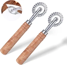 2 Pcs Pastry Wheel Cutter, Pastry and Pasta Cutter Wheel, Ravioli Pizza Cutter W