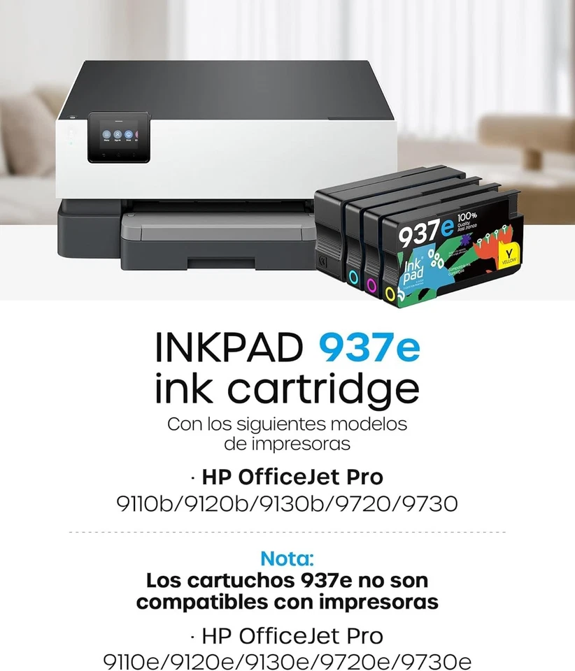 4 x Compatible Ink Cartridges 937 937e HP OfficeJet Pro 9720 9730 9110b 9120b - Image 2 of 4