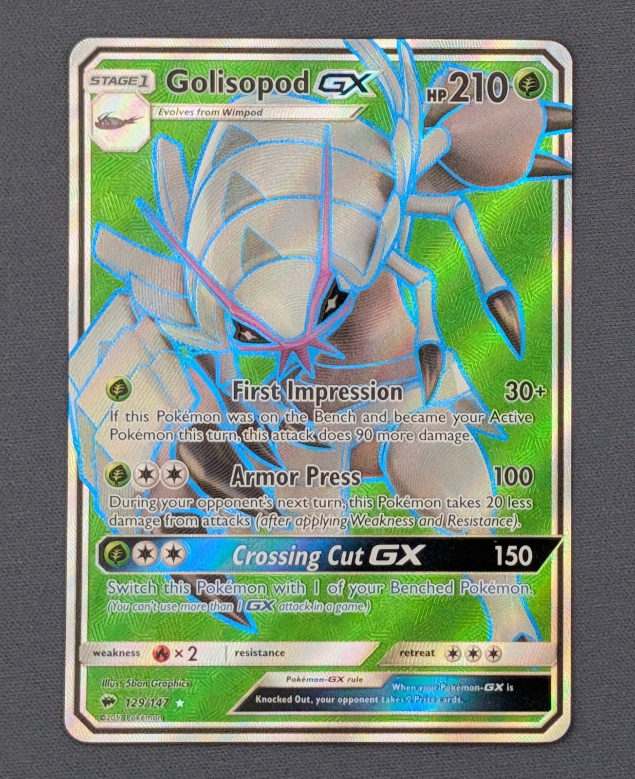 Golisopod GX 129/147 Pokémon TCG Burning Shadows Full Art Ultra Rare Near Mint