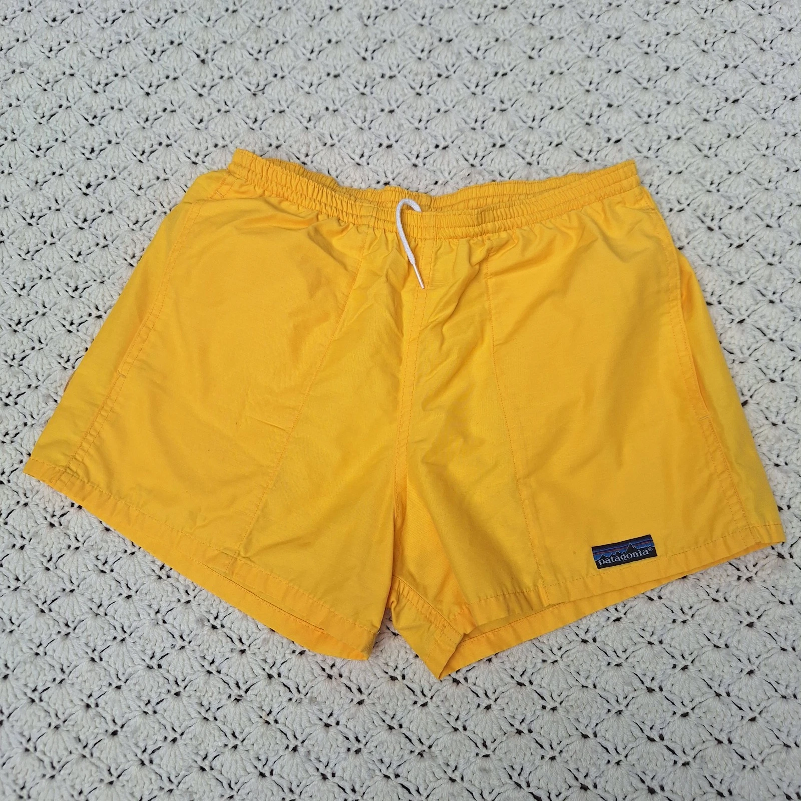 Vtg Patagonia Baggies Shorts Swim Trunks Lined Suit Hiking Outdoor Yellow Small