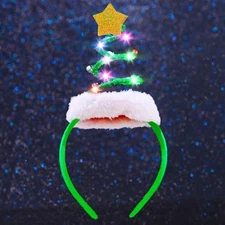 Light Up Christmas Headband Led Christmas Tree 1 Count (Pack of 1) Green