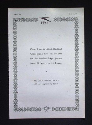 Original 1953 Advert BOAC de Havilland Comet 1 Jet Airliner