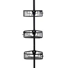 Zenna Home NeverRust Aluminum Tension Pole Corner Shower Caddy Matte Black