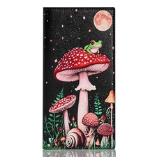  Premium Leather Checkbook Cover for Men and Women Checkbook Black Mushroom