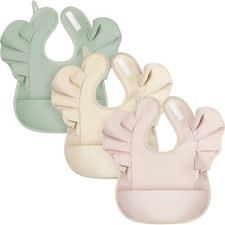 JaGely 3 Pcs Baby Food Bibs Waterproof Washable Toddler Bibs Soft Feeding