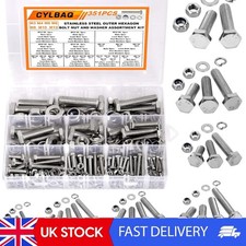 Image of Complete 351-Piece Hex Nut & Bolt Set M3-M12 - Stainless Steel Assortment Kit