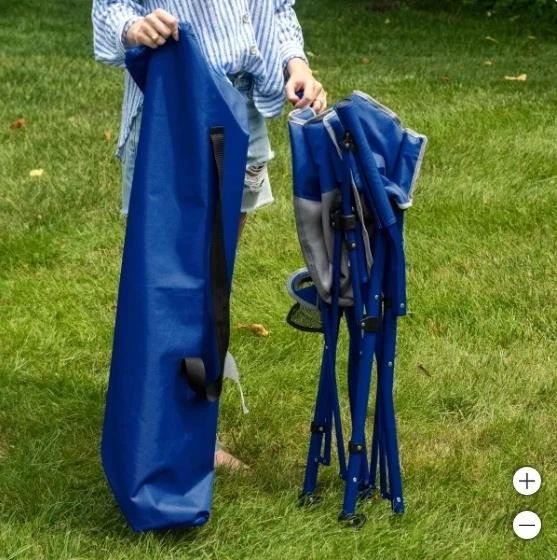 Silla de brazo duro Buffalo Bills azul marino azul real NFL puerta trasera camping portavasos Foto 2 de 2