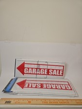 4 PC Garage Sale Signs with Stakes, 17" X 6", Double-Sided Garage Sale Arrows