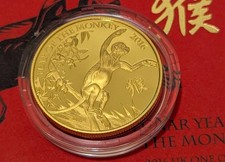 2016 Gold Proof 1 Oz Lunar Monkey £100 Royal Mint Coin Box + COA