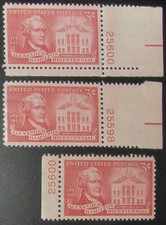 Single US 3¢ stamp SC #1086 Alexander Hamilton Bicente. MNH 1957 w/ plate number