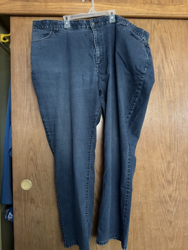 Catherine's Secret Slimmer Synergy Straight Jeans Womens Plus 30W Blue High Rise