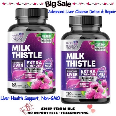 Health Nutrition Naturals Milk Thistle 1000mg Supplement Advanced Liver Cleanse